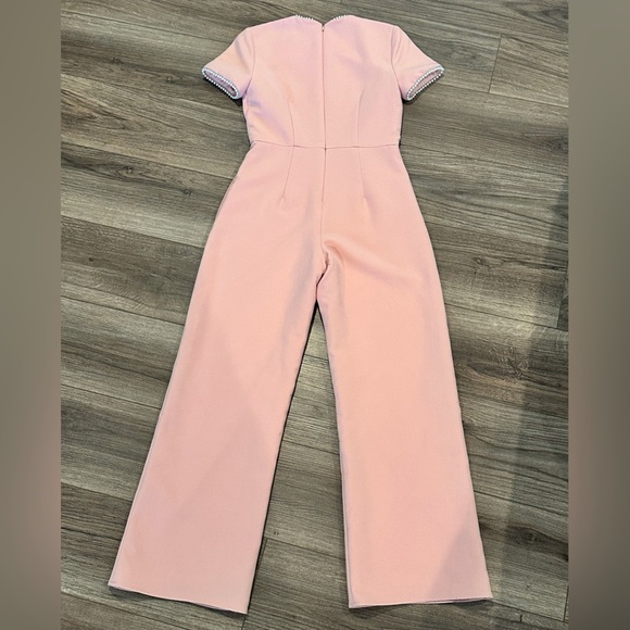 Gal Meets Glam Pearl Trim Jumpsuit in Puff Pink Size 0P - Picture 8 of 12